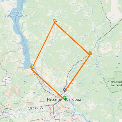 Карта путешествия: Начало шоссейного сезона. 200 км