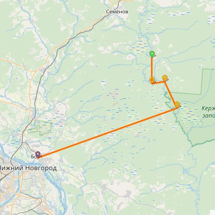 Карта путешествия: Веловодный поход