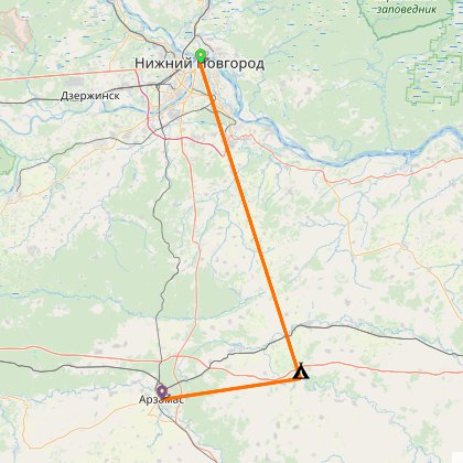Карта путешествия: Двухдневная поездка в Ичалковский бор