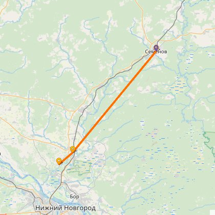 Карта путешествия: Линда, елки, под дождем до Семенова