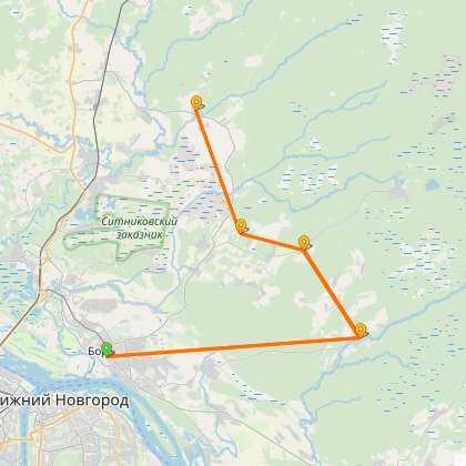 Карта путешествия: Заснеженными дорогами Бор-Каликино