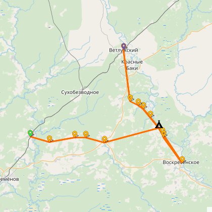 Карта путешествия: Первые майские на Ветлуге