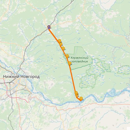 Карта путешествия: Вдоль Керженца