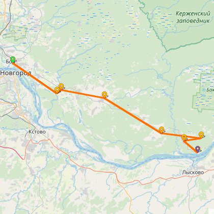 Карта путешествия: В Макарьев через озеро Ардино