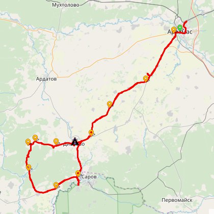 Карта путешествия: В Дивеево