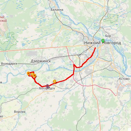 Карта путешествия: Подвязье - Дудин монастырь