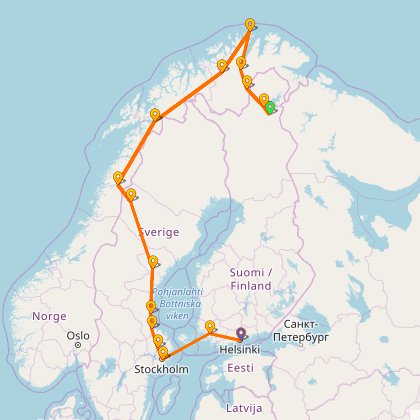 Карта путешествия: Скандинавия - 2005