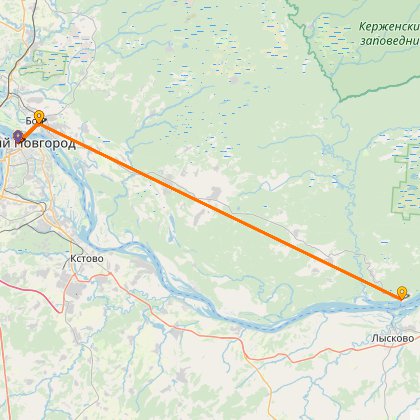 Карта путешествия: Культурный одиночный поход до Макарьевского монастыря на Волге.