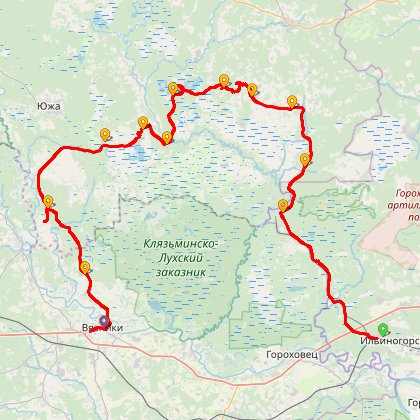 Карта путешествия: По лесам и озерам