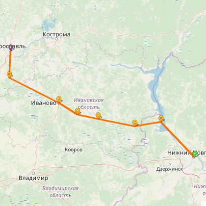 Карта путешествия: Велопоход в Ярославль 01-02 июля 2006.