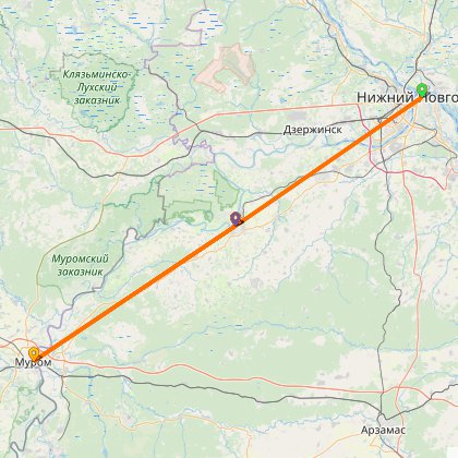 Карта путешествия: ПВД в Муром