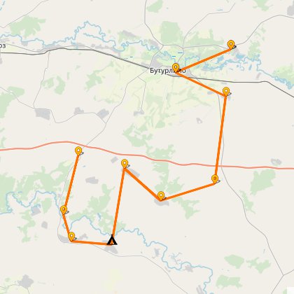 Карта путешествия: Бутурлино - Каменищи - Борнуково