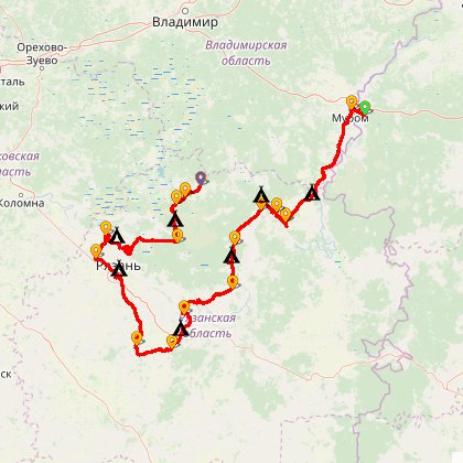 Карта путешествия: Рязанская область 2007