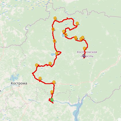 Карта путешествия: Тропами Ивана Сусанина: Костромская область-2008