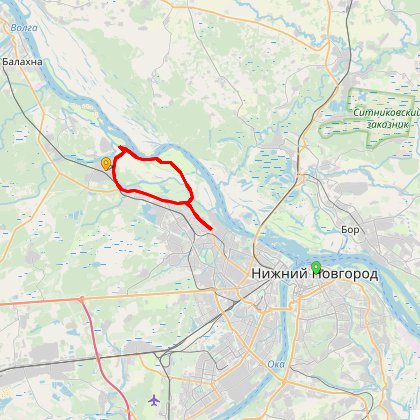 Карта путешествия: Мокрая ВелосреДа в район Большого Козино