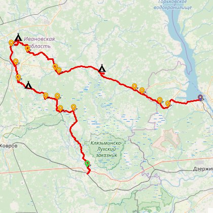 Карта путешествия: Ивановская область - 2008: Холуй, Шуя, Палех и много что еще