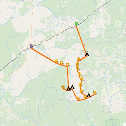 Карта путешествия: По югу Шахунского района