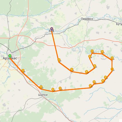 Карта путешествия: По междуречью Тёши и Пьяны