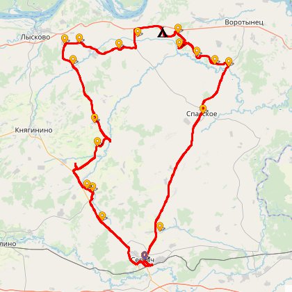Карта путешествия: Меж Пьяной и Волгой: по усадьбам и забытым храмам