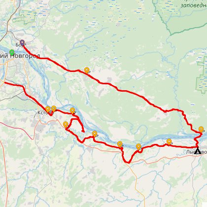 Карта путешествия: Легенды и предания Волги-реки
