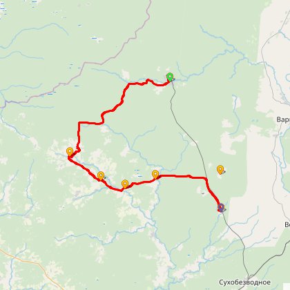Карта путешествия: Исток реки Керженец - версия 3.0