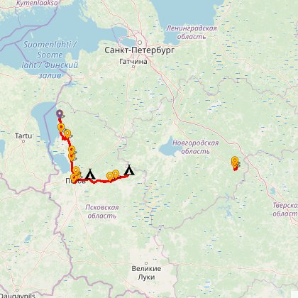 Карта путешествия: Псков - 2009