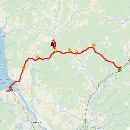 Карта путешествия: Осинки - Заволжье