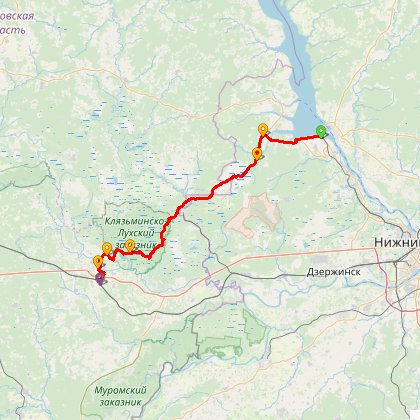 Карта путешествия: Заволжье, Голышево, Мугреевский, Почайка, Вязники