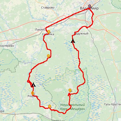 Карта путешествия: Национальный парк Мещера