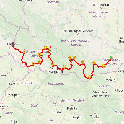 Карта путешествия: Карпаты - 2010