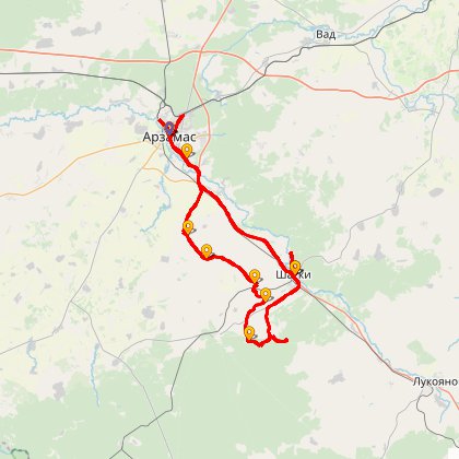 Карта путешествия: Вечерние Шатки и Стенькин городок
