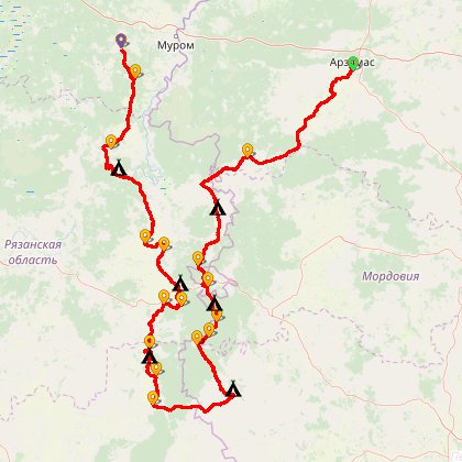 Карта путешествия: Летний поход - 2016