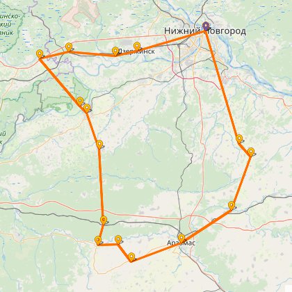 Карта путешествия: Бревет 400 "Арзамасский"