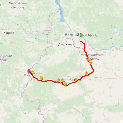 Карта путешествия: Бревет 300/3 "Муромский"