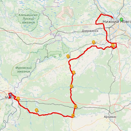 Карта путешествия: Бревет 300/4 "Новый Муромский"