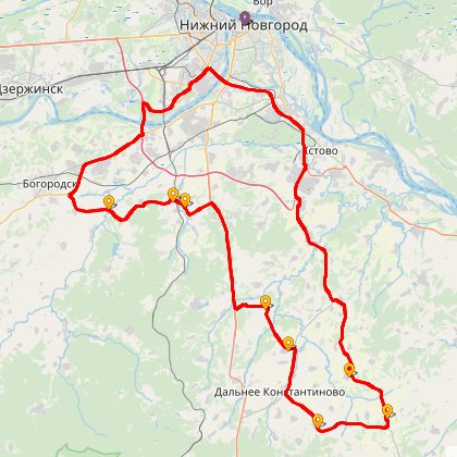 Карта путешествия: Бревет 200/7 "Автозаводский"