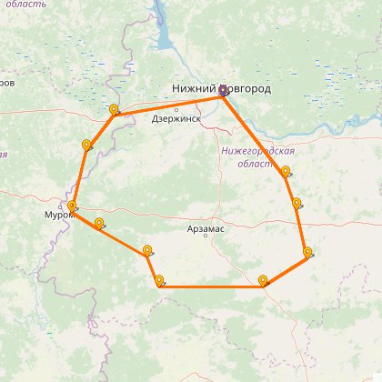 Карта путешествия: Бревет 600/5 "Лукояновский"