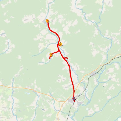 Карта путешествия: Покатушка 50 км, асфальт Линда - Спасское с пикником
