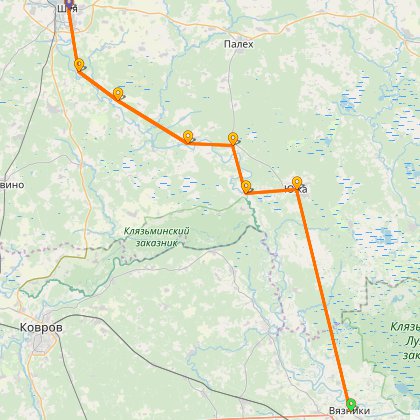 Карта путешествия: ПВД в Шую