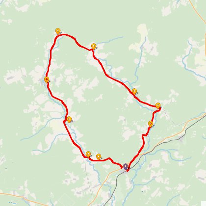 Карта путешествия: Тарасиха - Плюхино - Спасское - Тарасиха