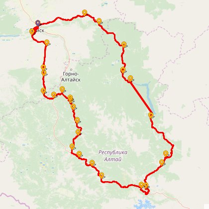 Карта путешествия: Алтайское кольцо - 2025
